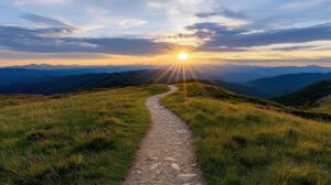 path-to-the-sunset-in-the-mountains-free-photo
